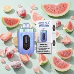 Razz Bar 50K Bouffées Rechargeable Type-C Fraise Pastèque Bubble Gum